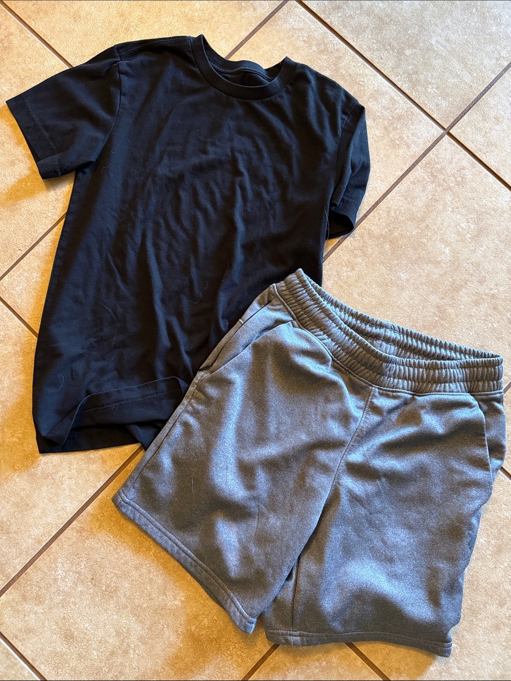 Black T-Shirt and Gray Shorts Set
